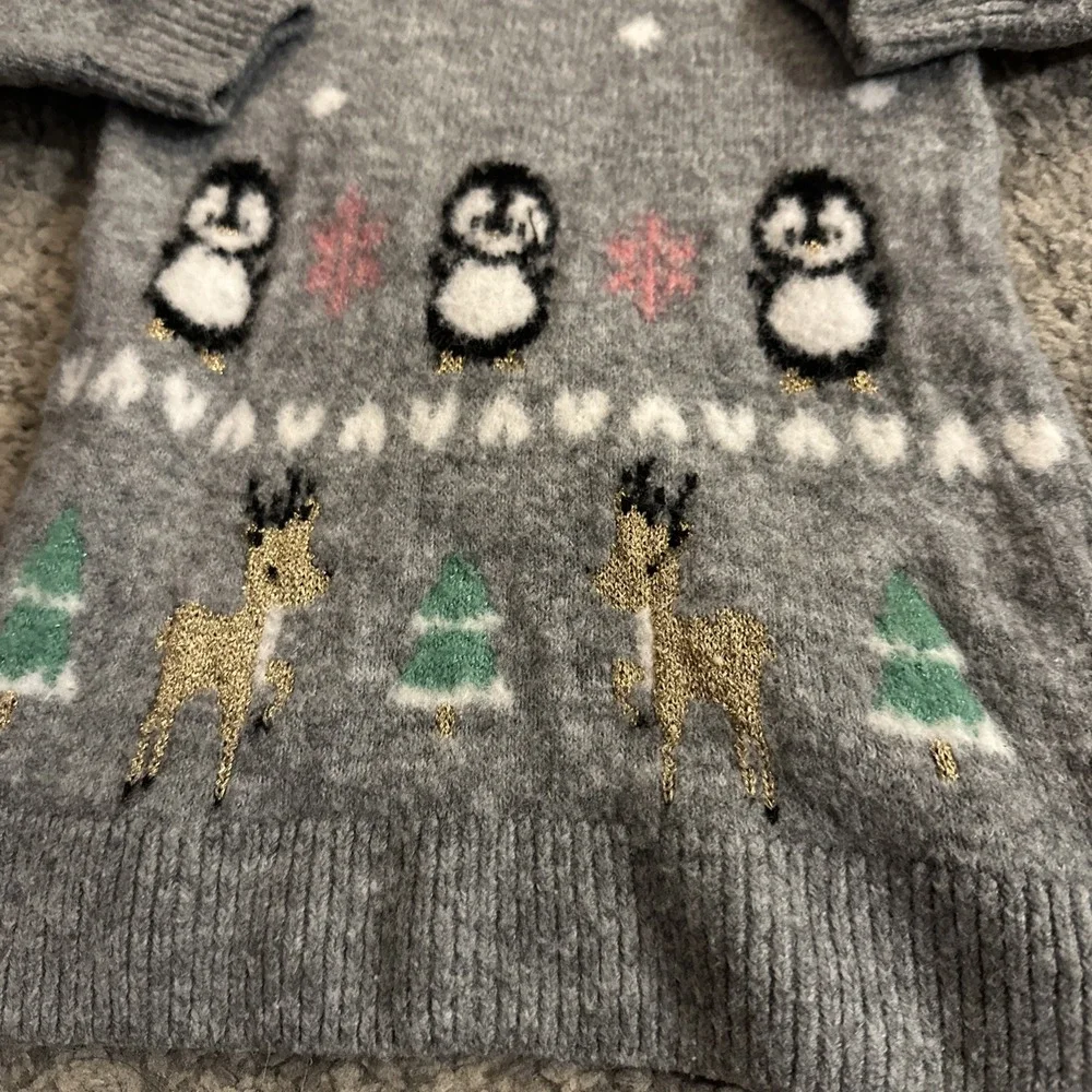 H&M Girls 3-4T Sweater Toddler Wool Blend Penguin Long Sleeve Sweater Dress